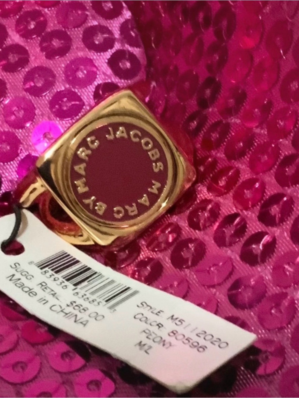 Marc Jacobs Peony Pink and Gold Ring